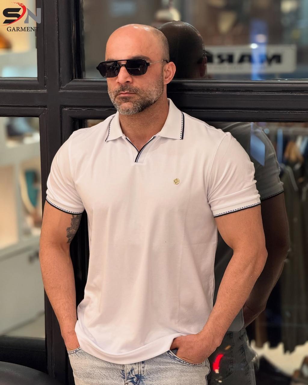 V Collor front  Embroidery polo