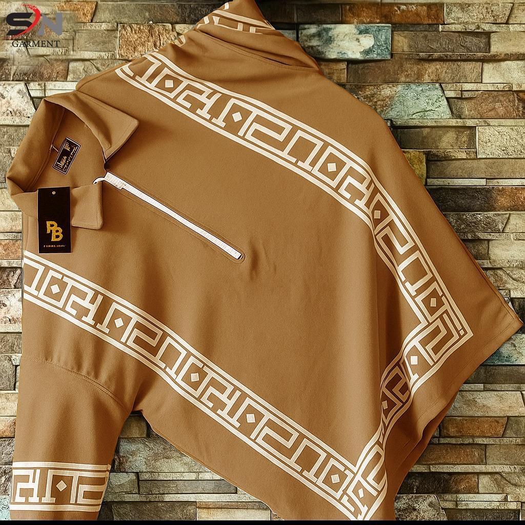 Printed zipped  Style collor Tshirt