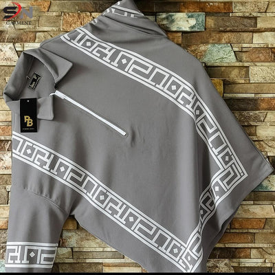 Printed zipped  Style collor Tshirt